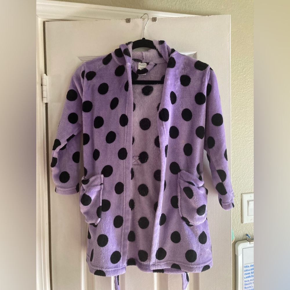 Girls purple bathrobe with hood